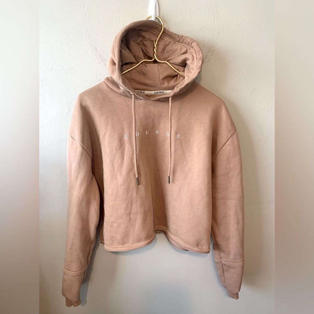 LOUNGE Apparel tan brand logo hoodie size L